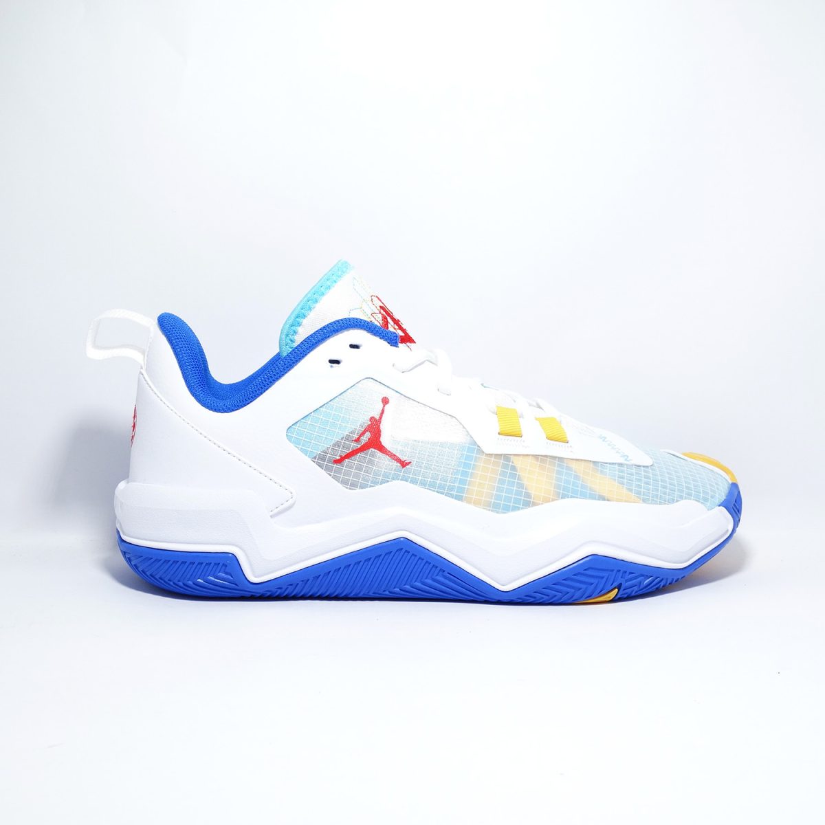 ZAPATILLAS PREMIUM DE BALONCESTO DE PERFIL BAJO EN BLANCO ROJO Y TONOS DORADOS - Imagen 3