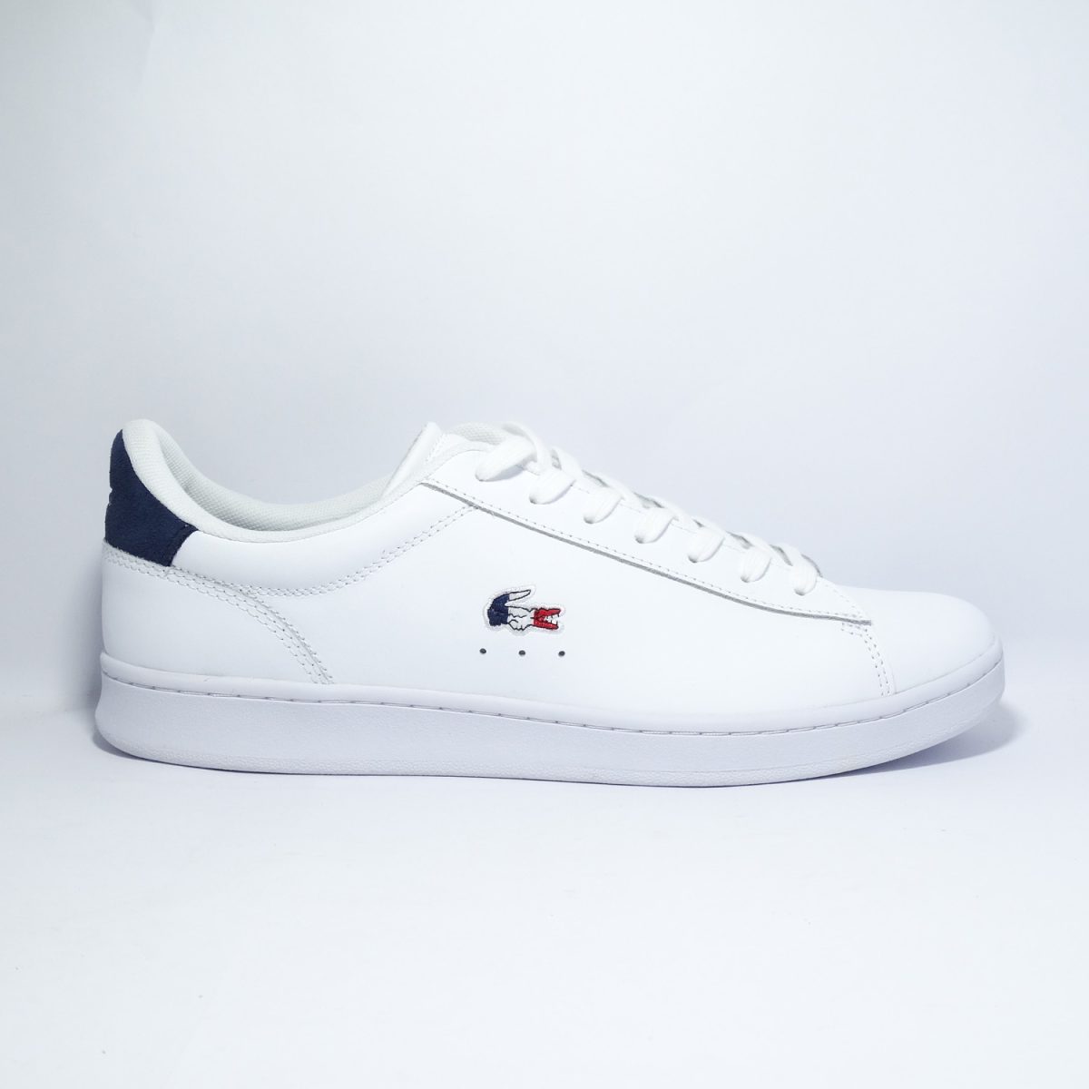 ZAPATILLAS CLASICA DE CUERO BLANCO CON DETALLES AZUL - ROJO - Imagen 3