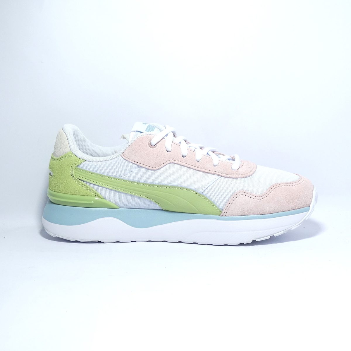 ZAPATILLAS FEMENINAS CON ONDA RETRO-RUNNER EN VERDE SUAVE CON BLANCO Y GRIS - Imagen 2