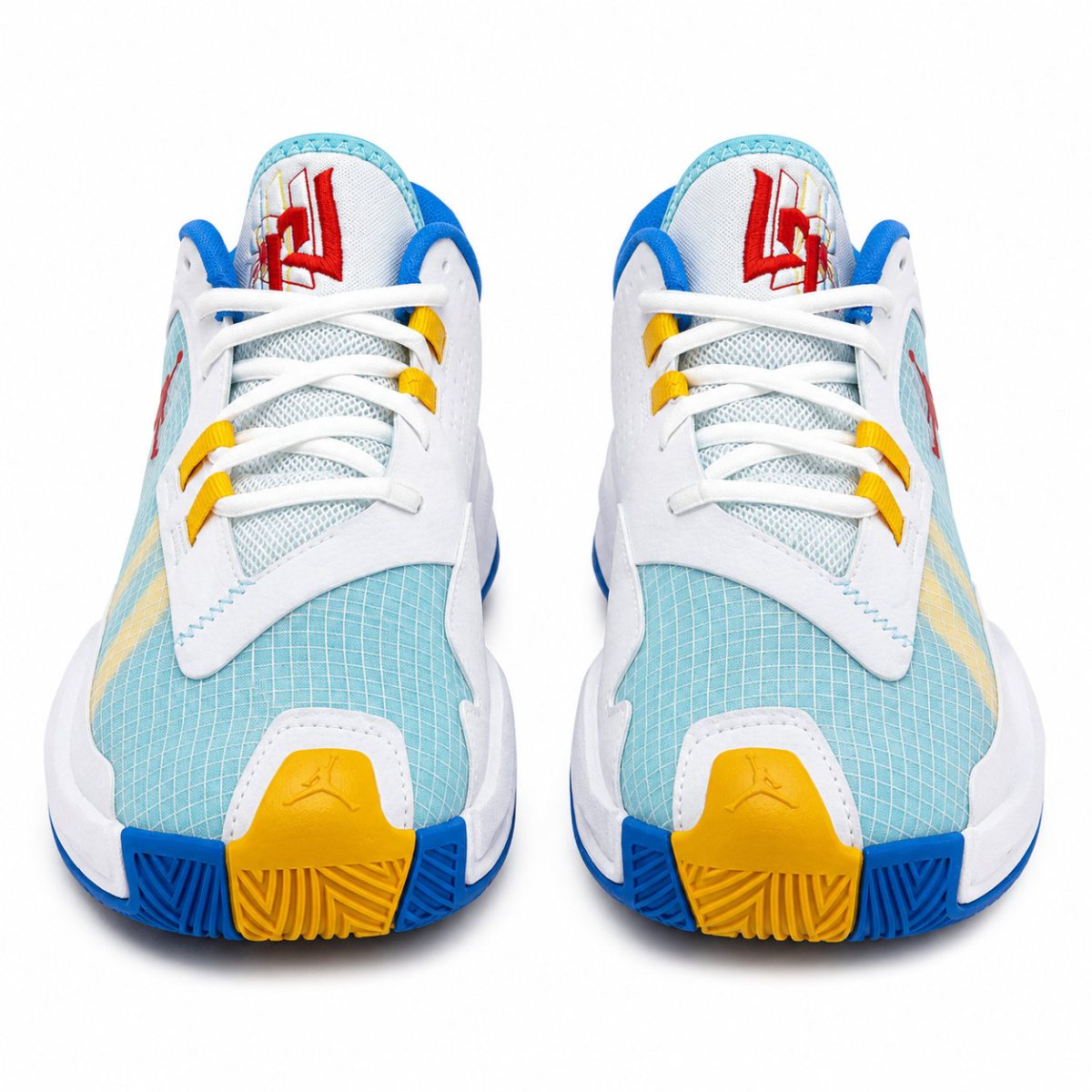 Zapatillas Premium De Baloncesto De Perfil Bajo En Blanco, Rojo Y Tonos Dorados - Imagen 2