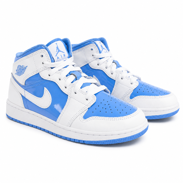 Zapatillas Premium Urbana De Caña Media En Blanco Con Azul Hielo