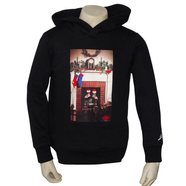 Poleron Negro con Capucha Logo Navideño