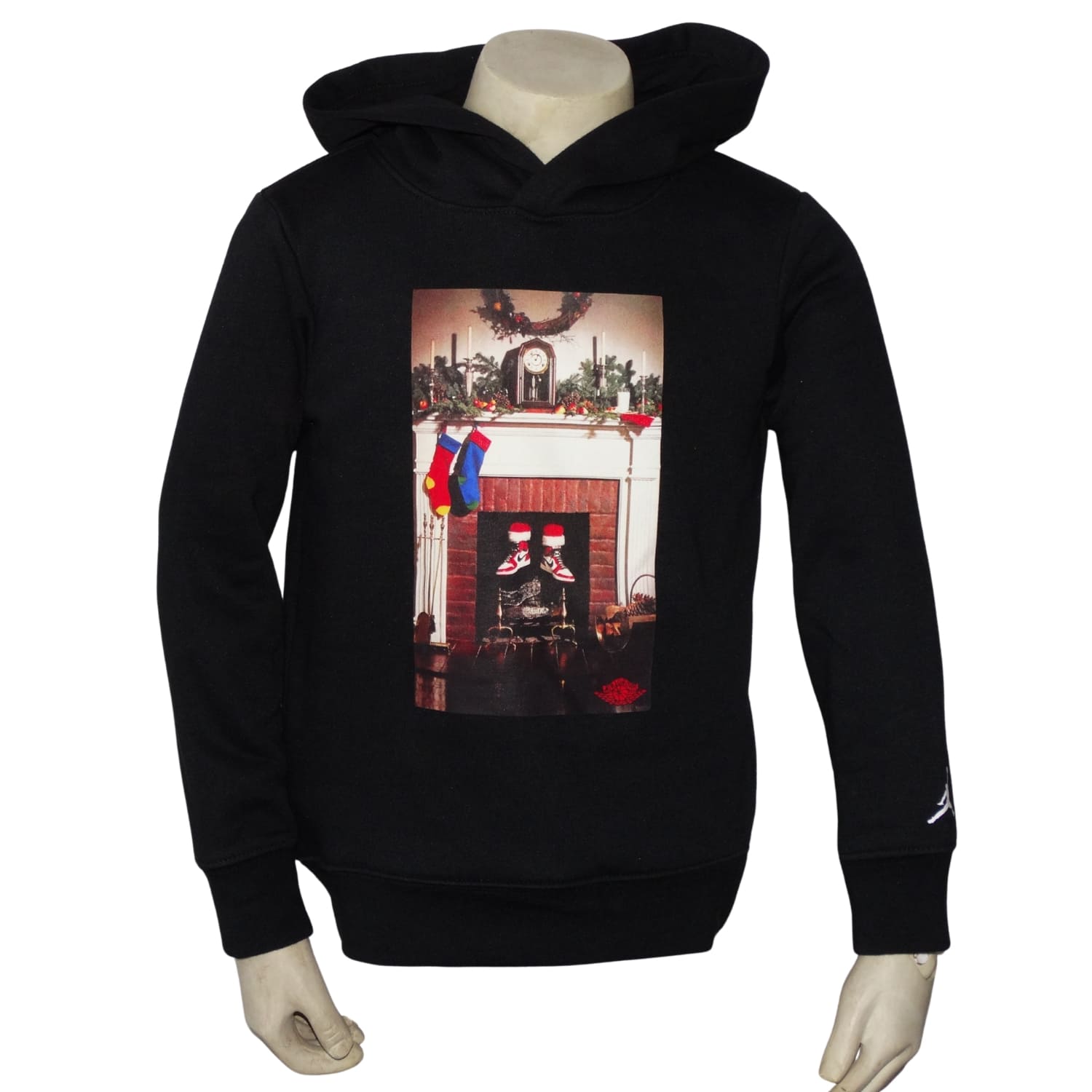 1 Poleron Negro con Capucha Logo Navideño - Imagen 1