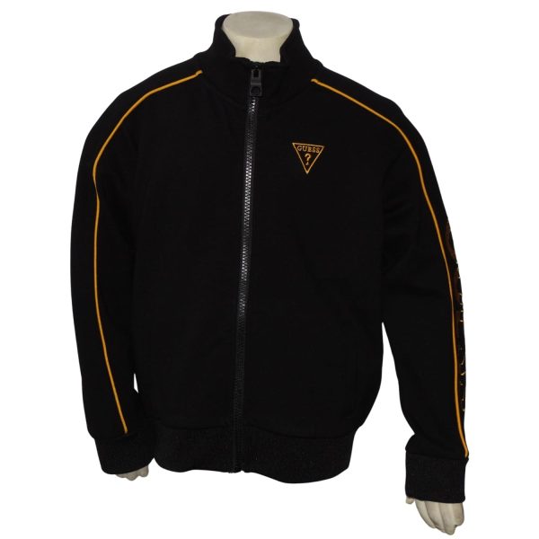 Poleron Con Cierre Negro Diseño Amarillo Engomado