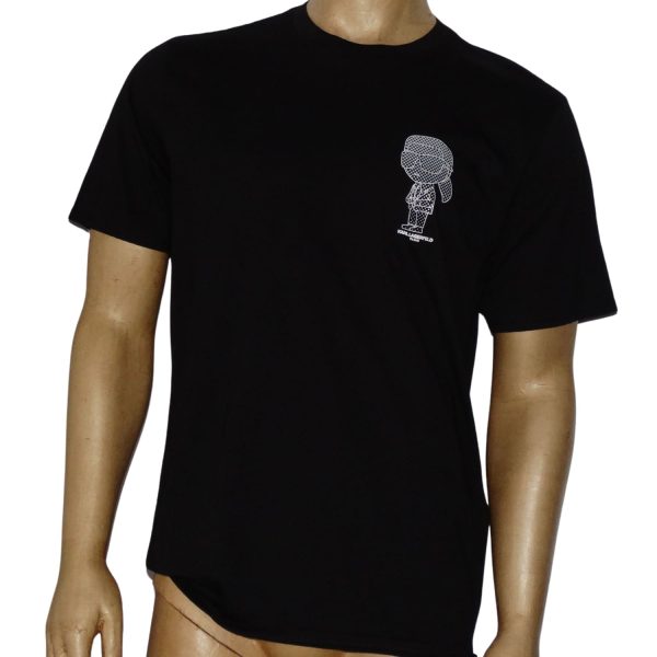 Polera Cuello Redondo Negra Con Logo Detalles Blancos