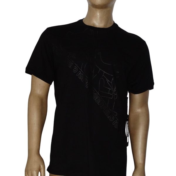 Polera Cuello Redondo Negra Logo Engomado Negro
