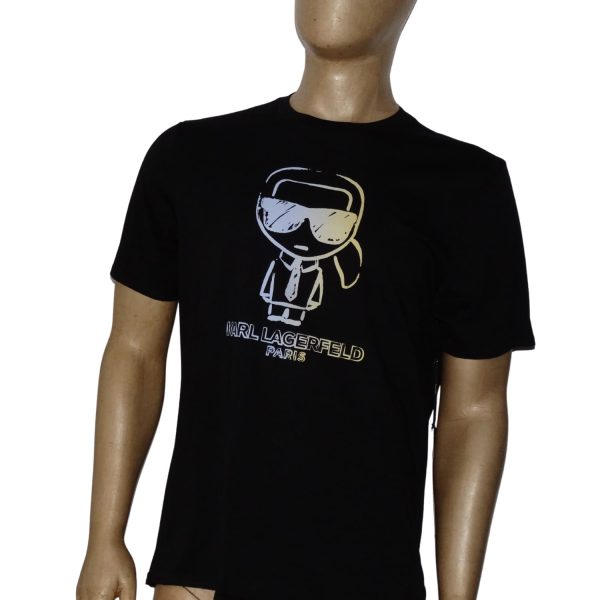 Polera Cuello Redondo Negra Logo Amarillo-Azul