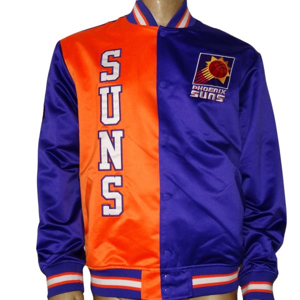 Bomber Azul-Naranja Detalles Blancos
