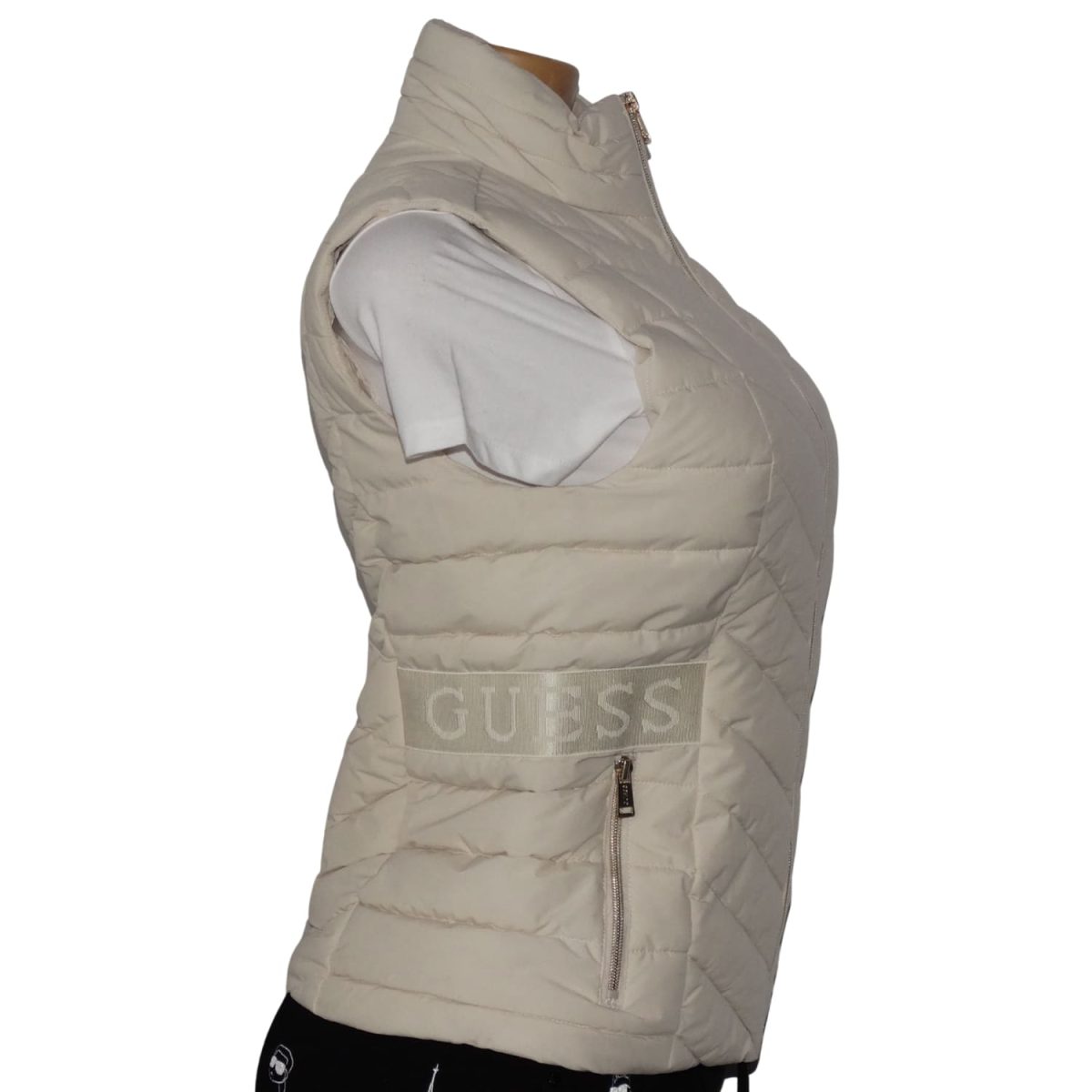 Parka Sin Mangas Beige Logotipo en Caderas - Imagen 3