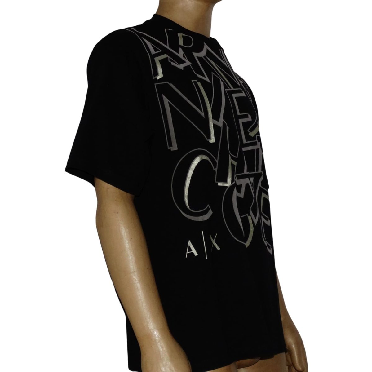 Polera Cuello Redondo Negra Multilogo-Detalles en Gamuza - Imagen 2