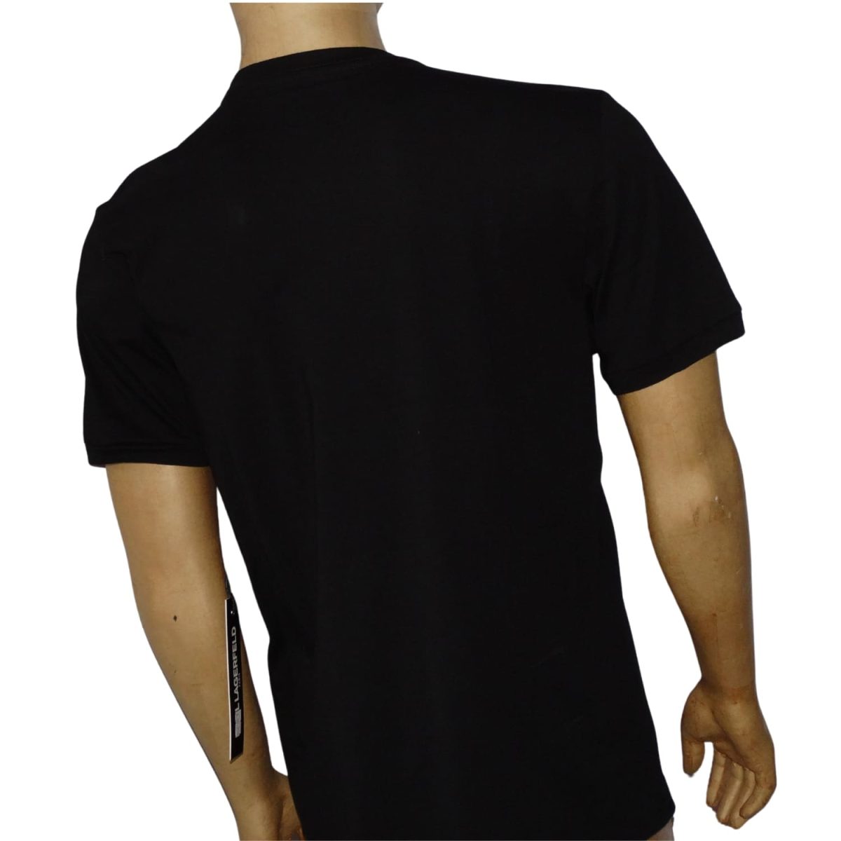 Polera Cuello Redondo Negra Logo Engomado Negro - Imagen 3