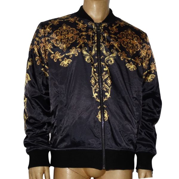 Bomber Negra Satin Diseño Dorado