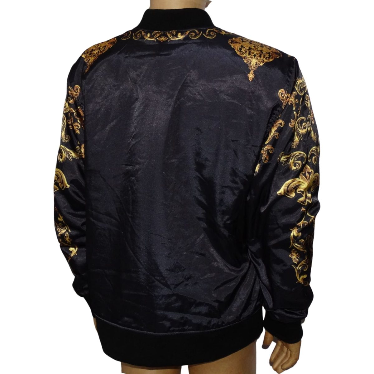 Bomber Negra Satin Diseño Dorado - Imagen 3