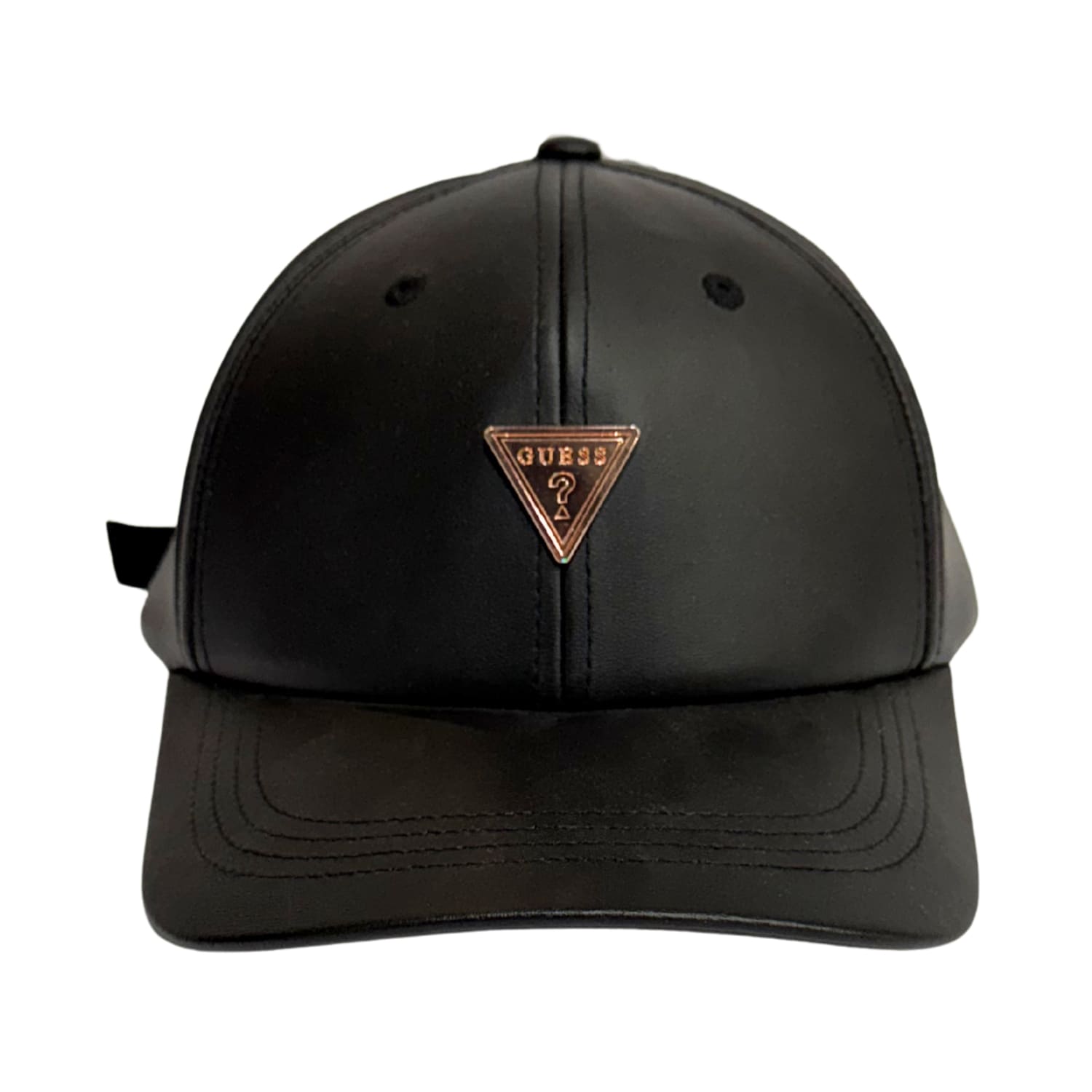 Jockey Guess Chapita Jockey Negro Cuerina con Chapita Rose Gold - Imagen 1