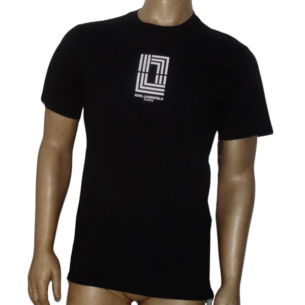 Polera Cuello Redondo Negra Logo Blanco Engomado