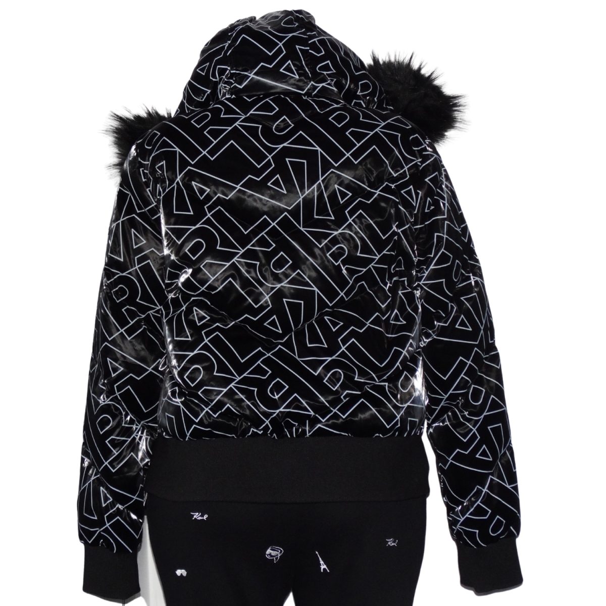Parka Negra Multilogo Detalles Blancos - Imagen 3