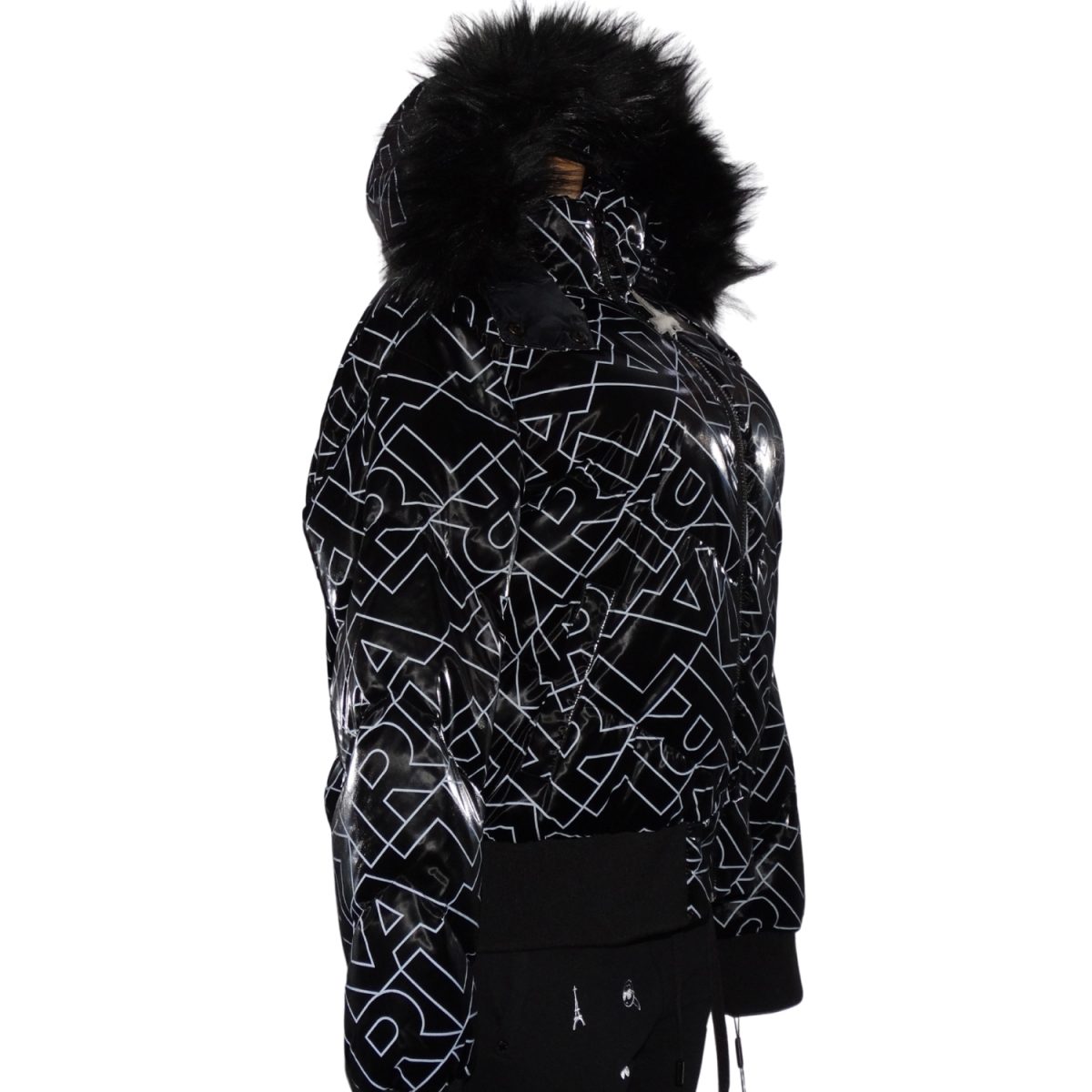 Parka Negra Multilogo Detalles Blancos - Imagen 2