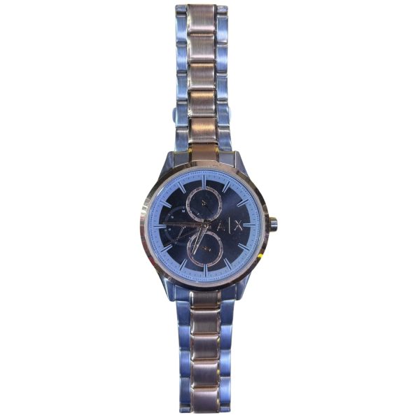 Reloj Dorado-Plateado cara Negra AX