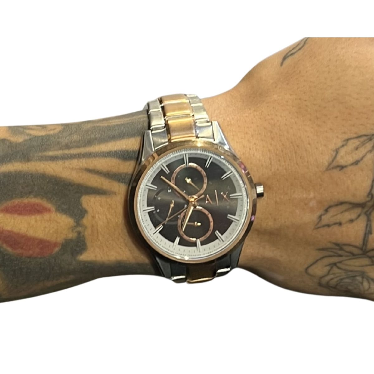 Reloj Dorado-Plateado cara Negra AX - Imagen 3