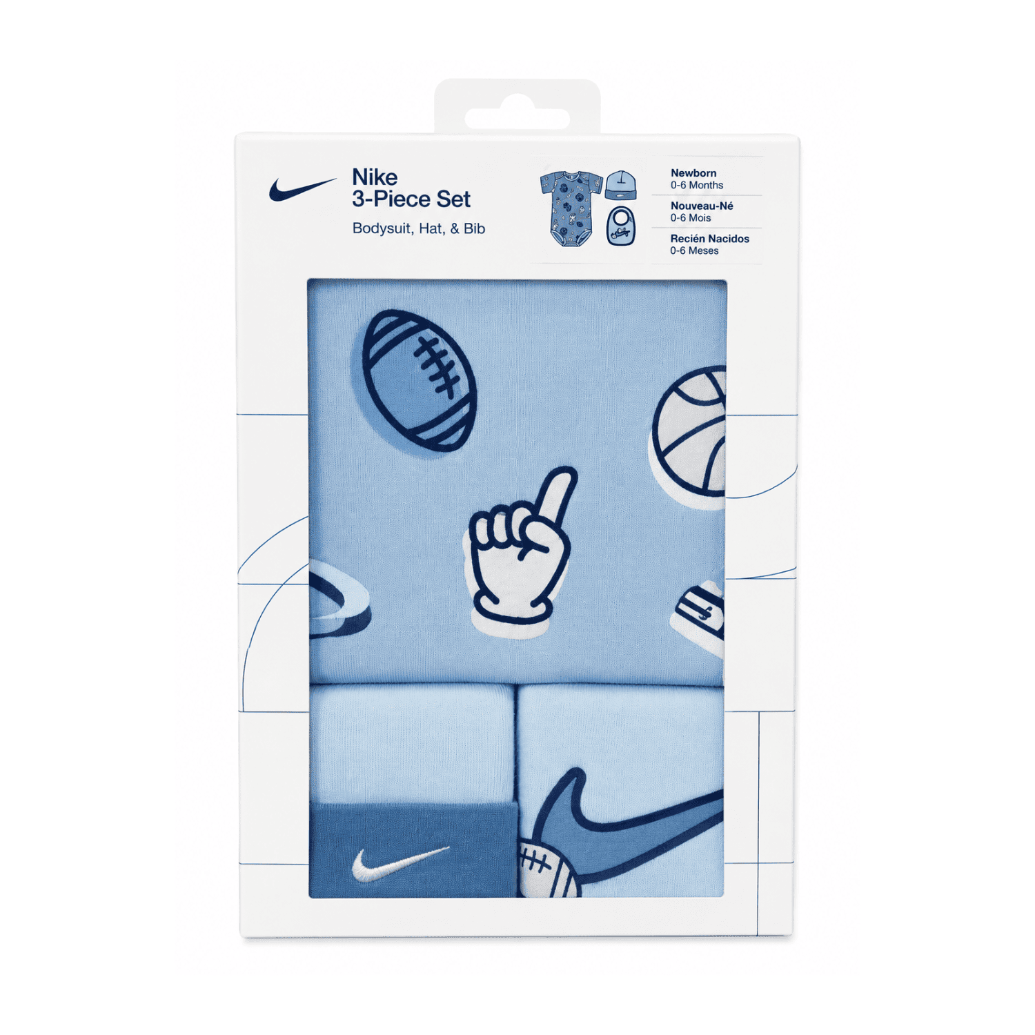 Set 3 Piezas Nike 0 a 6 Meses Set 3 Piezas Celeste - Imagen 1