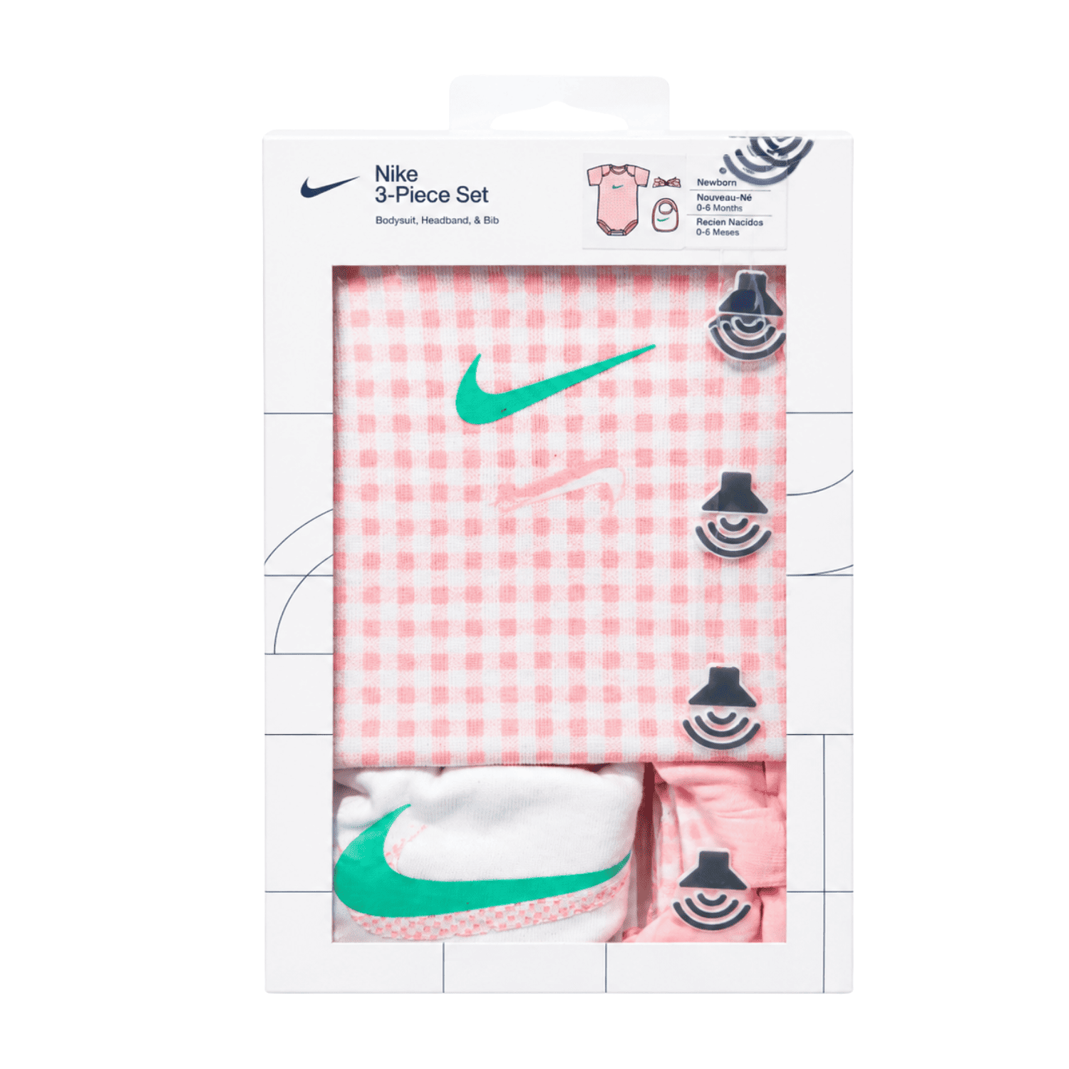 Set 3 piezas Nike 0 a 6 Meses Set 3 Piezas Rosa y Blanco - Imagen 1
