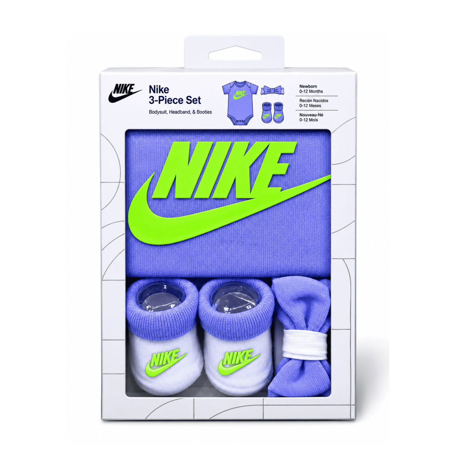 Set 3 piezas Nike 6 a 12 Meses Set 3 Piezas Lila y Verde - Imagen 1