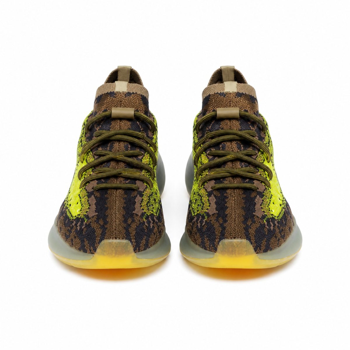 Zapatilla Deportiva Cafe Con Detalles Amarillos - Negros - Verdes - Imagen 2