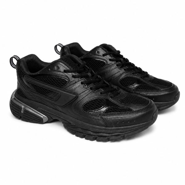 Zapatilla Deportiva Negra Con Detalle Gris Metálico