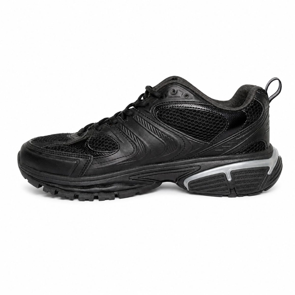 Zapatilla Deportiva Negra Con Detalle Gris Metálico - Imagen 5