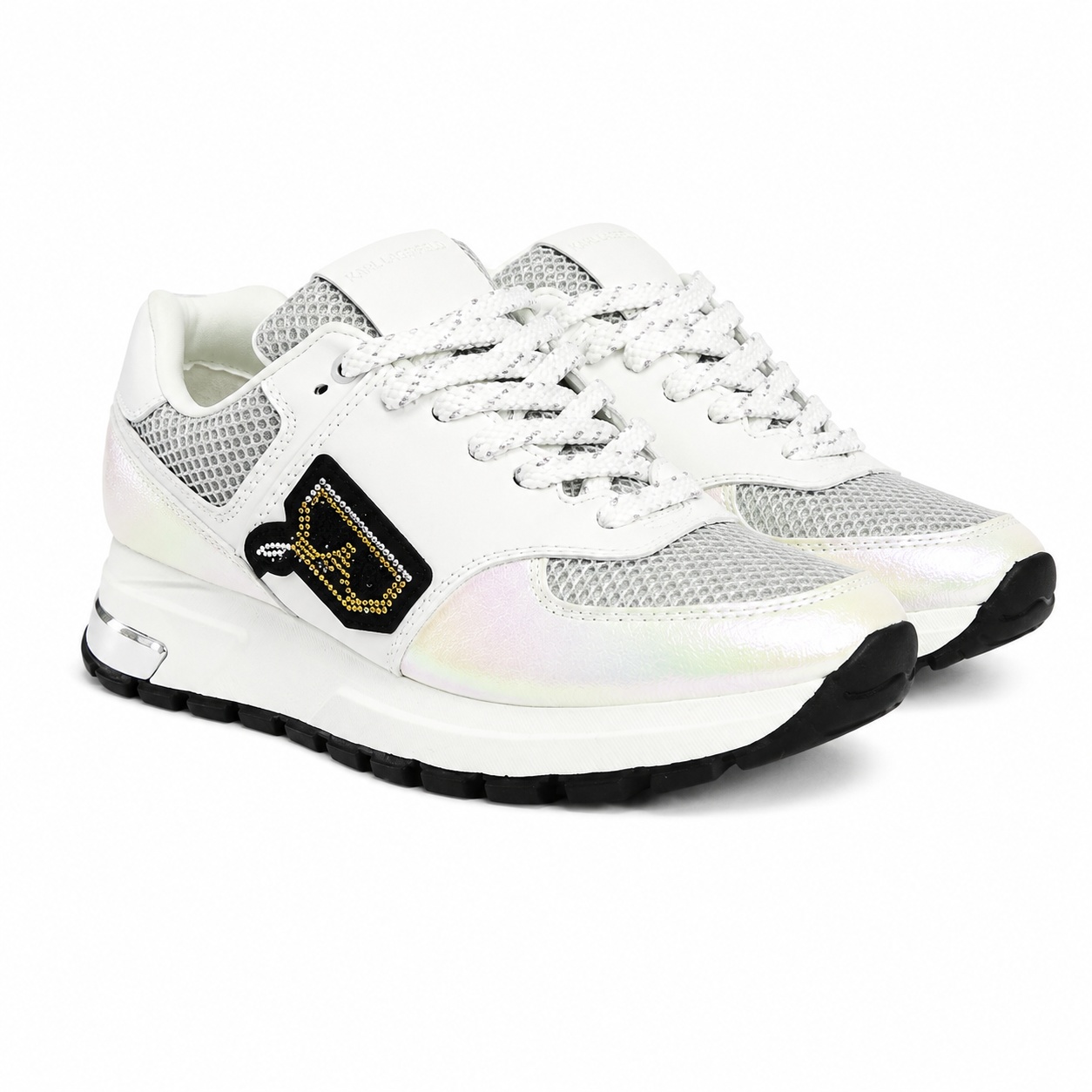Karl Lagerfeld Blanca Holografica Talla 37.5 Zapatilla Blanca - Holográfica Con Logo De Brillo - Imagen 1