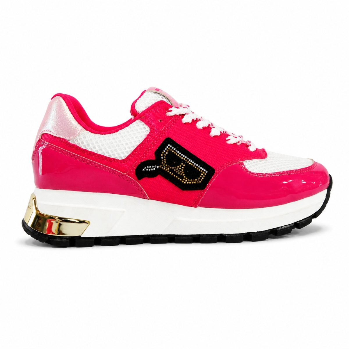 Zapatilla Pink Tela y Charol Con Logo Lateral De Brillos - Imagen 3