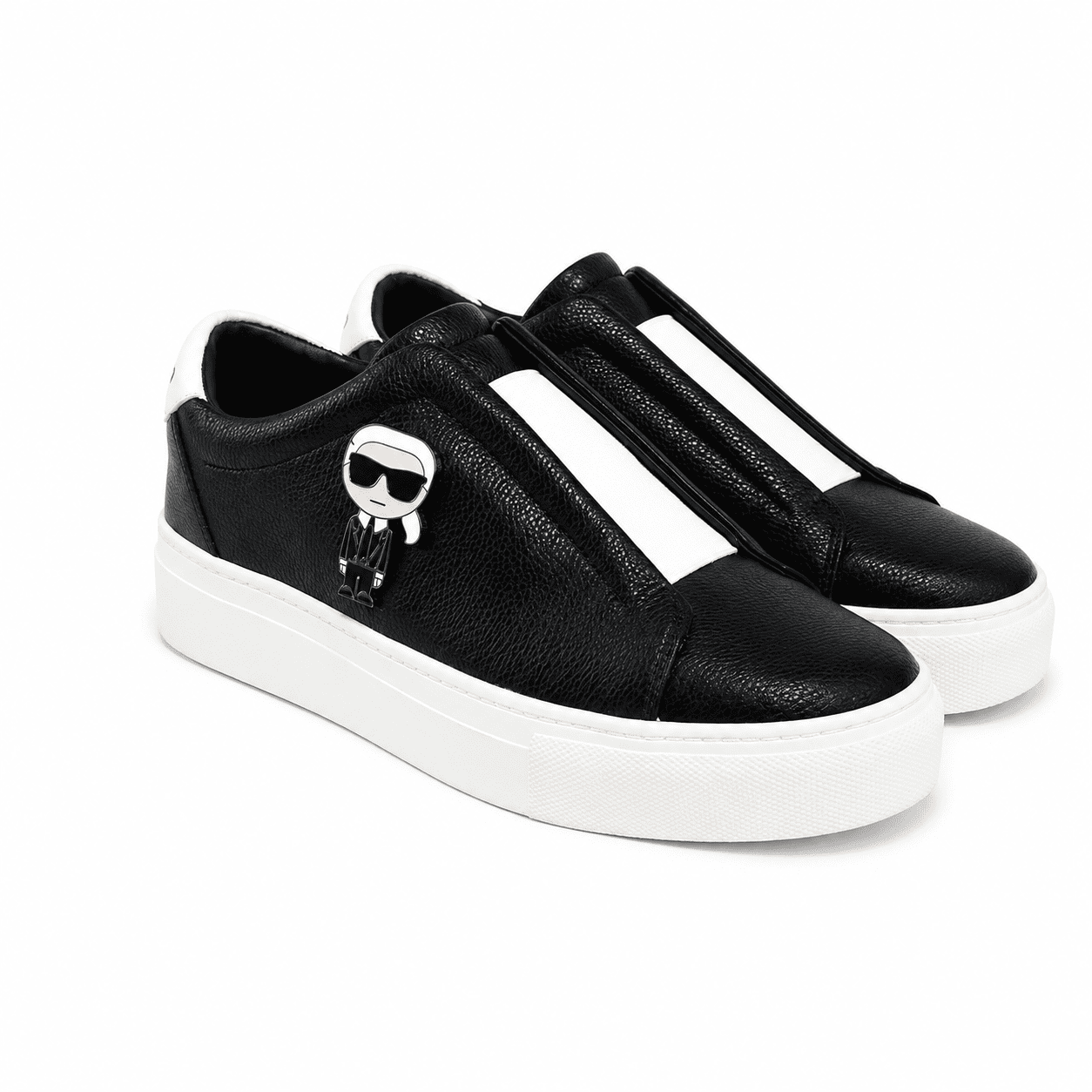 Karl Lagerferld Caricatura Talla 35 Zapatilla Negra Con Caricatura Lateral - Imagen 1