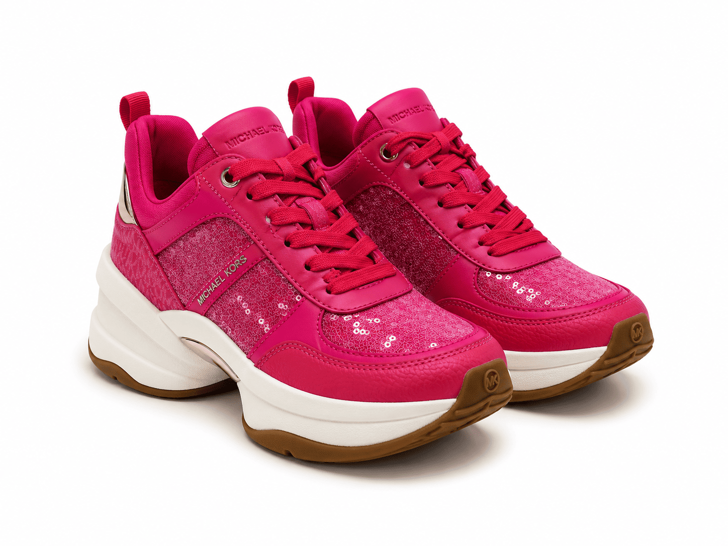 Michael Kors Katrina Wedge Trainer Zapatilla Fucsia Altura Interna Con Plataforma - Imagen 1