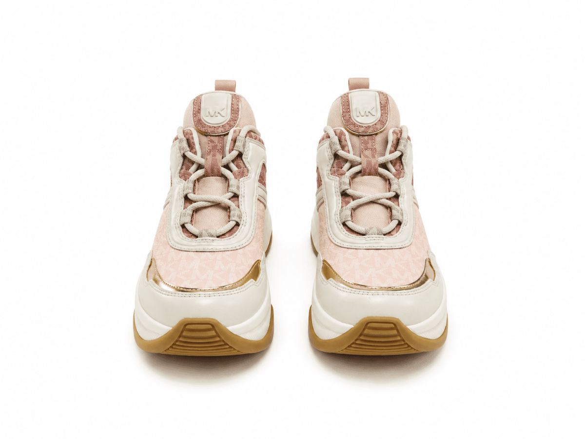 Zapatillas Rosa - Beige- Dorado Con Plataforma - Imagen 2