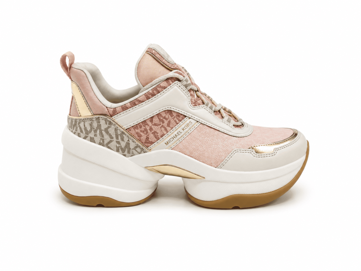 Zapatillas Rosa - Beige- Dorado Con Plataforma - Imagen 3