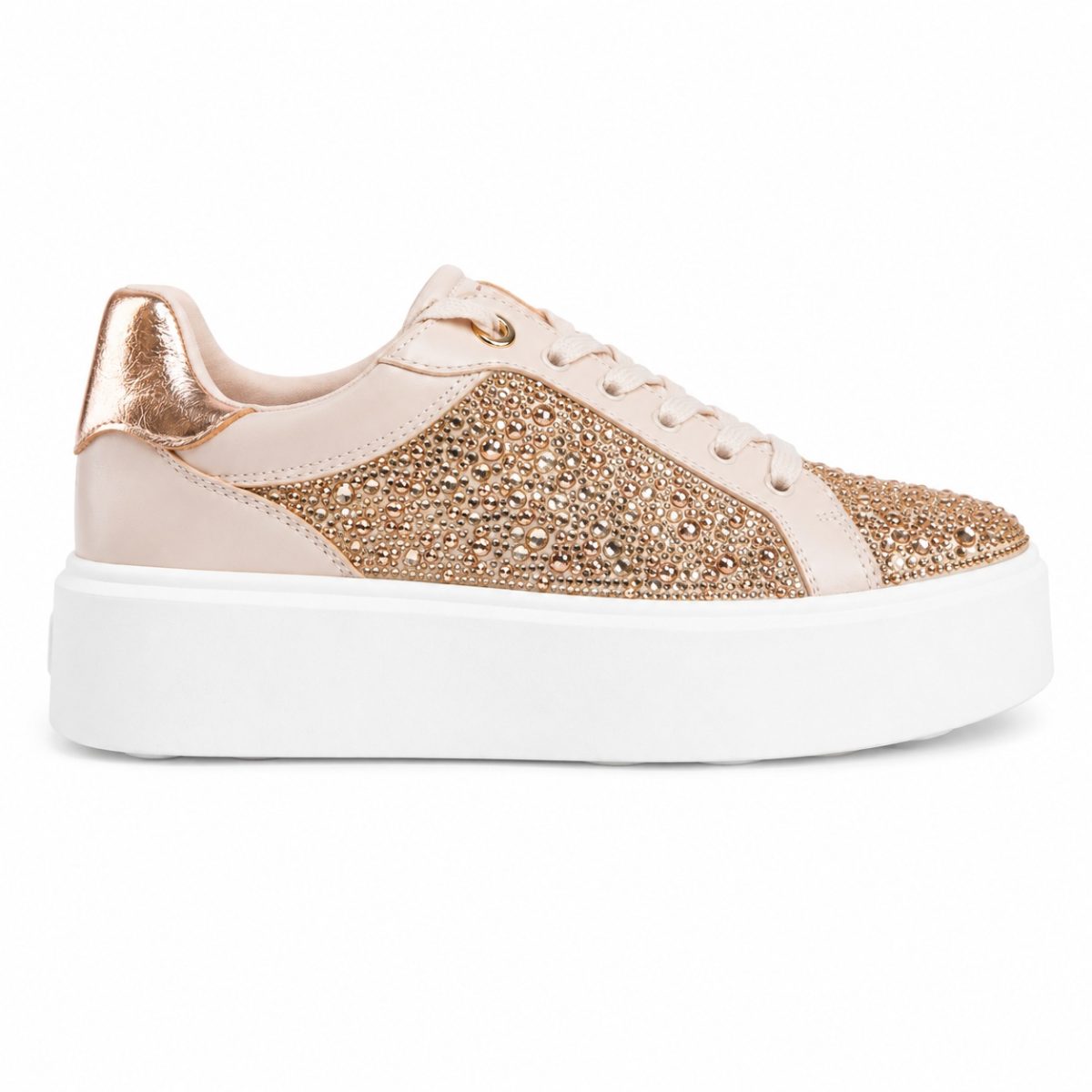 Zapatilla Rose Gold Y Brillos Con Plataforma - Imagen 3