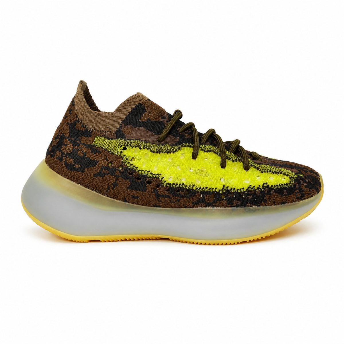 Zapatilla Deportiva Cafe Con Detalles Amarillos - Negros - Verdes - Imagen 3