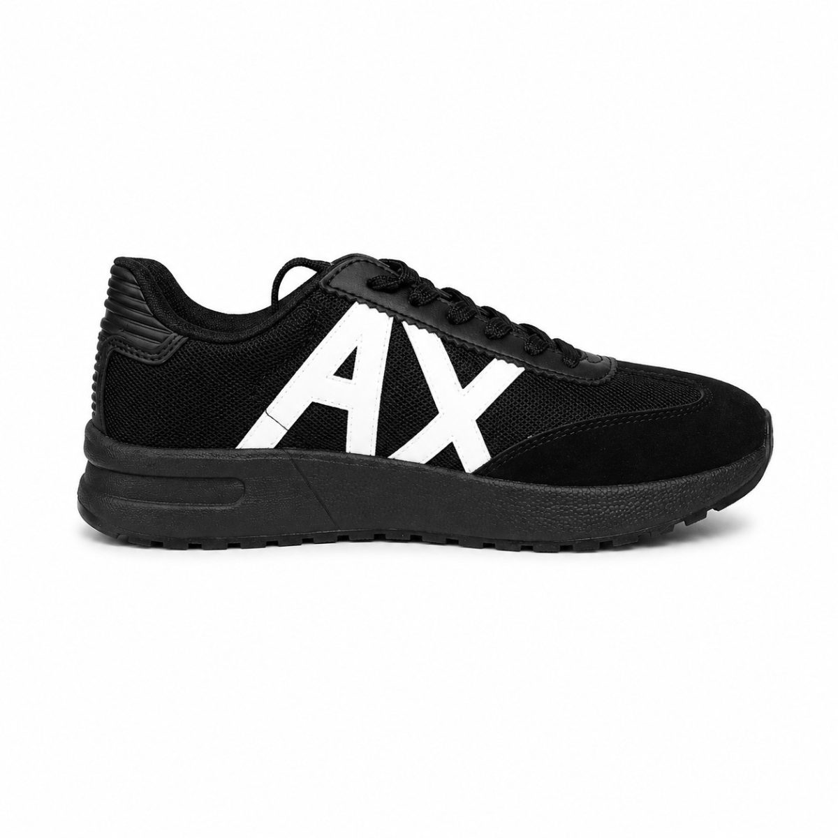 Zapatilla Deportiva Negra Con Detalles En Gamuza - Imagen 3