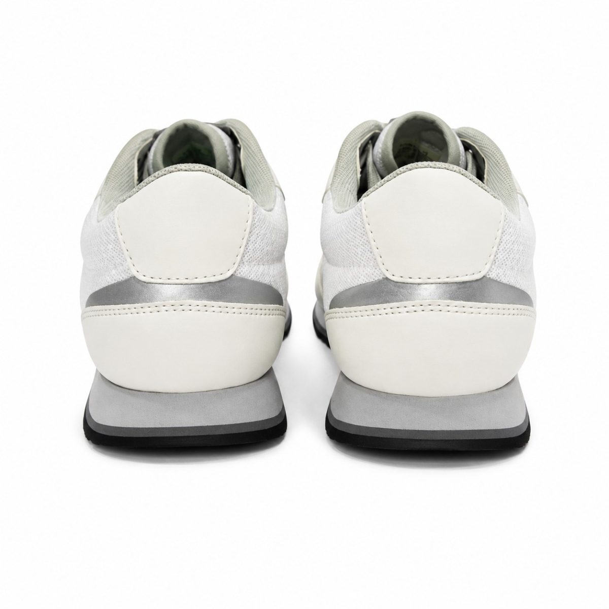 Zapatilla Casual Blanca Con Detalles Gris Claro y Plateado - Imagen 4