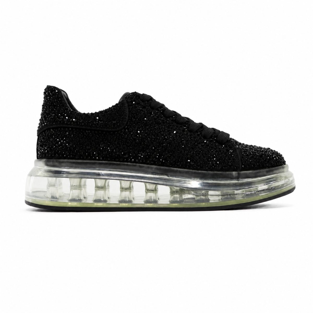 Zapatilla Negra Con Brillos Y Aire - Imagen 3