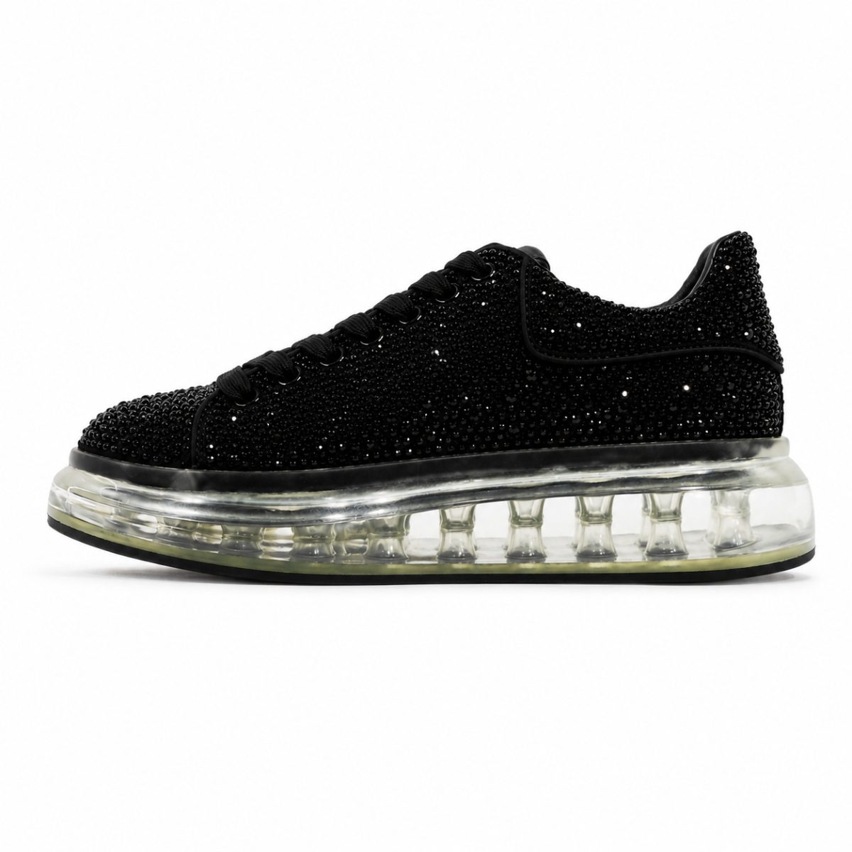 Zapatilla Negra Con Brillos Y Aire - Imagen 5