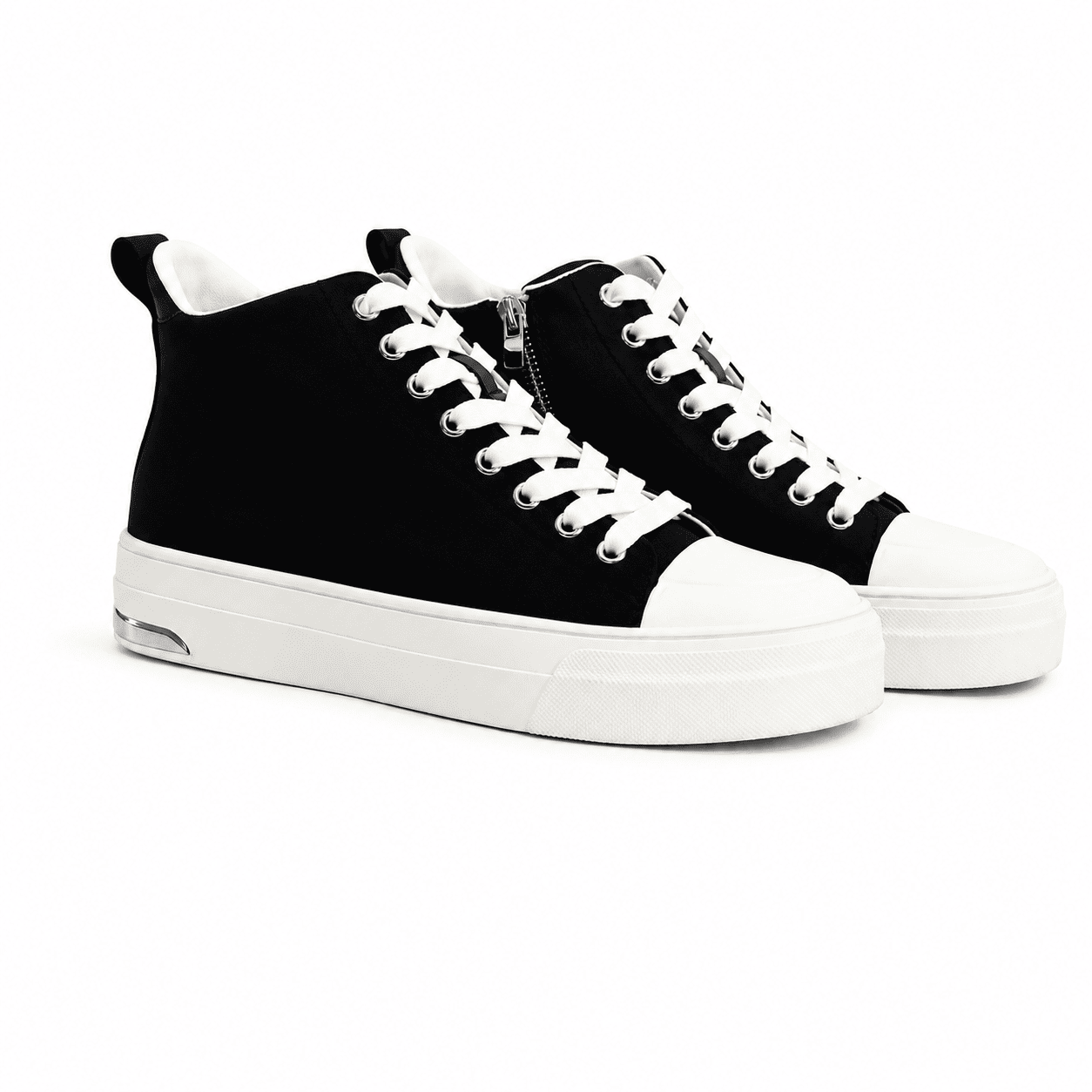 Zapatilla DKNY Hig Top Negro - Blanco Con Caña y Cierre Lateral - Imagen 1
