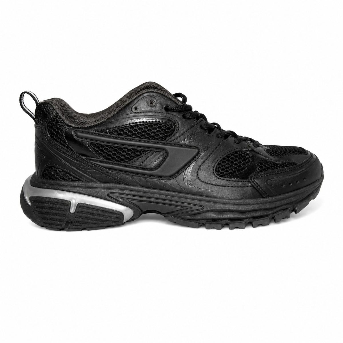 Zapatilla Deportiva Negra Con Detalle Gris Metálico - Imagen 3