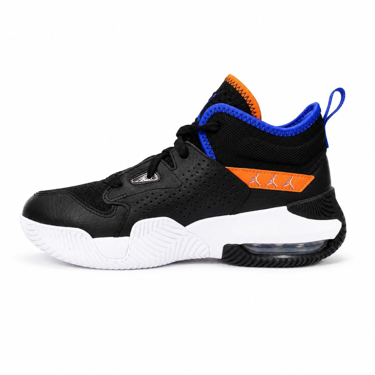 Zapatilla Negra Con Detalles En Azul y Naranjo Con Aire y Media Caña - Imagen 5