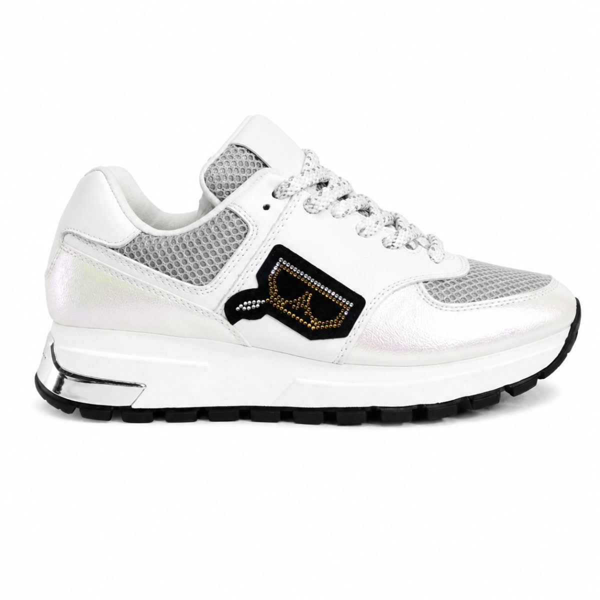 Zapatilla Blanca - Holográfica Con Logo De Brillo - Imagen 3