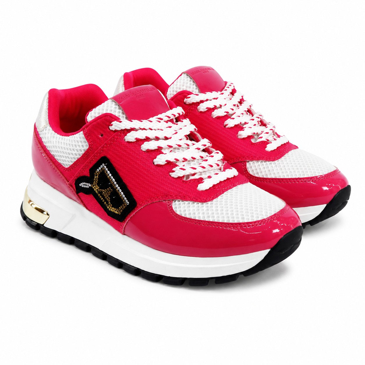 Zapatilla Karl Lagerfeld Pink Zapatilla Pink Tela y Charol Con Logo Lateral De Brillos - Imagen 1