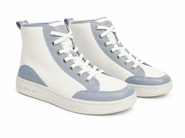 Shea Mid High Top Faux Leater Pale Blue