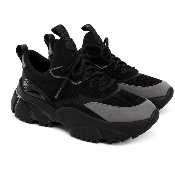 Zapatilla Exclusiva Negra Con Detalle De Gamuza Gris