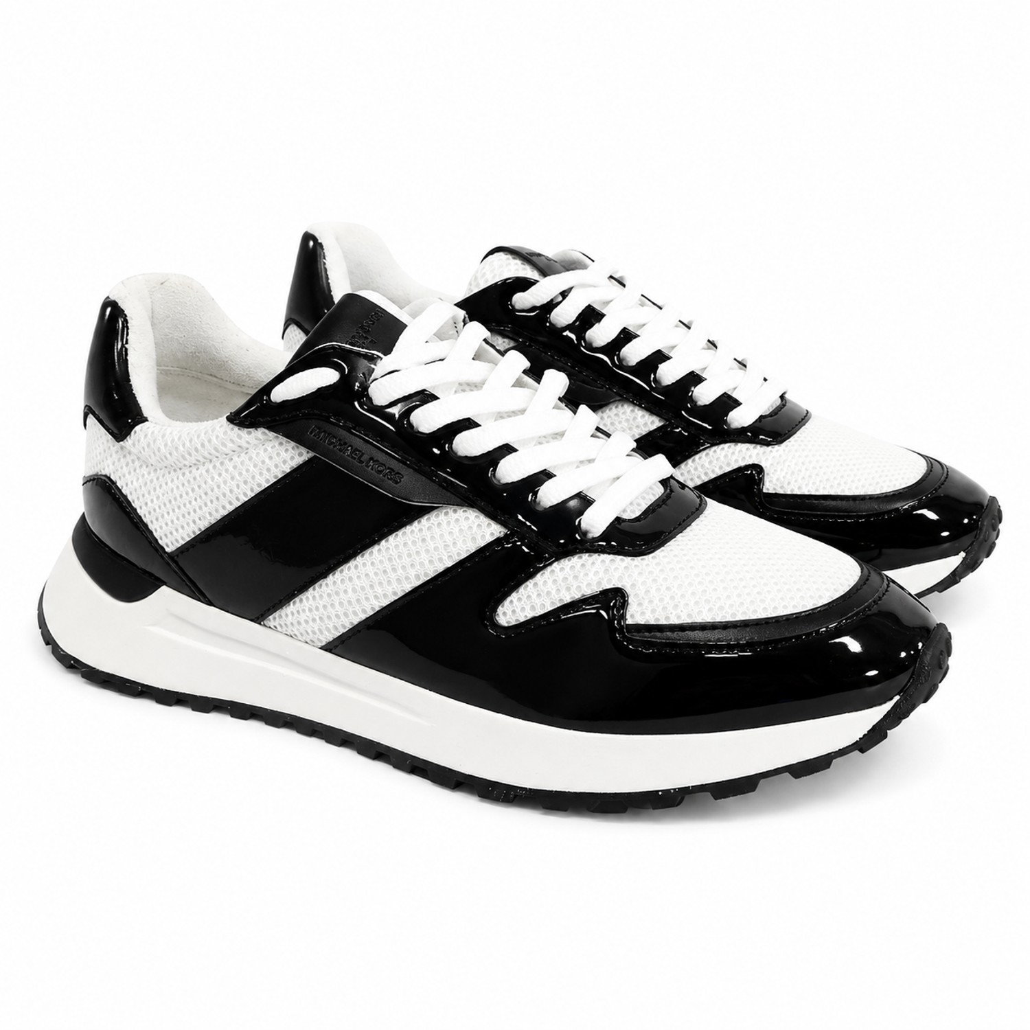 Zapatilla Michael Kors Dax Trainer Optic Zapatilla Deportiva Blanca Y Negro Con Detalles En Charol - Imagen 1