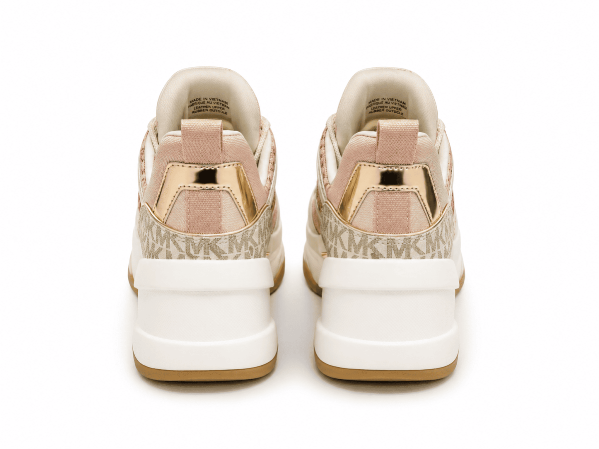 Zapatillas Rosa - Beige- Dorado Con Plataforma - Imagen 4